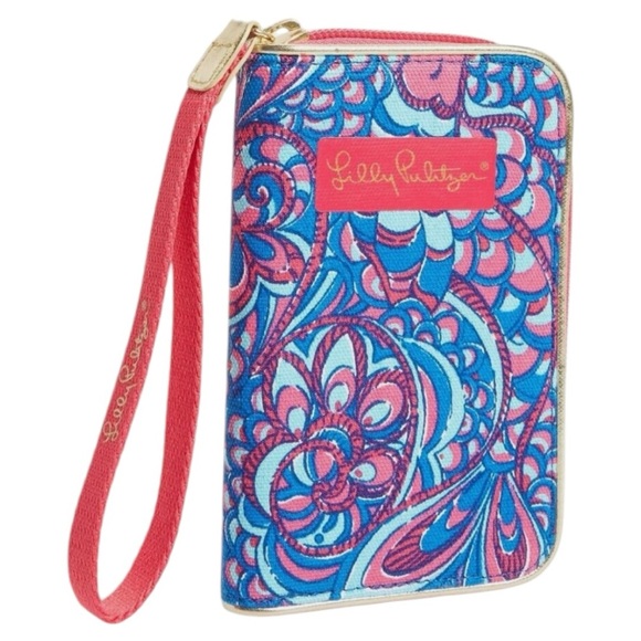 Lilly Pulitzer Drop Me A Line Brewster Blue Zip Smartphone ID Wallet Wristlet - Picture 1 of 2